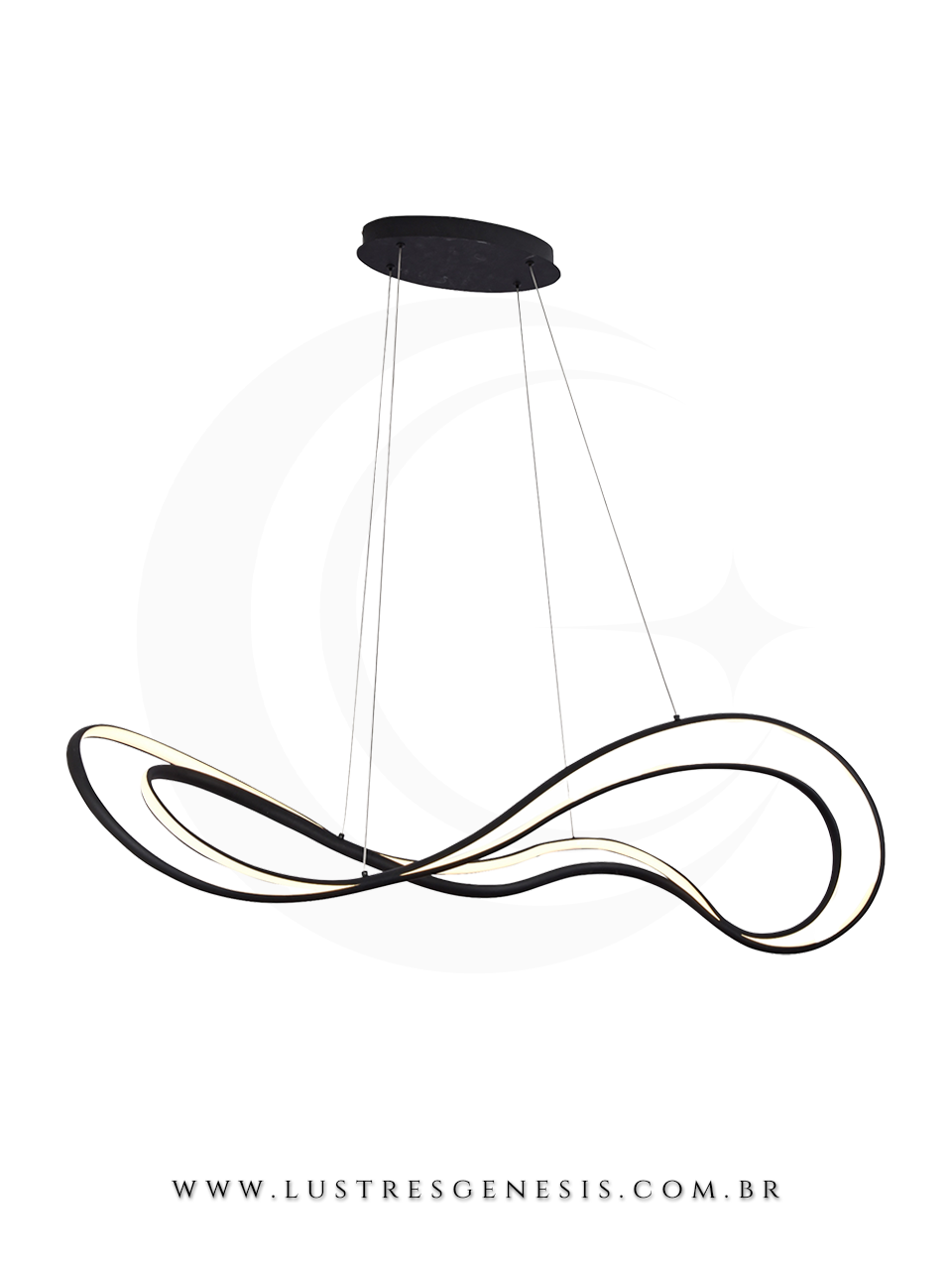 Lustre Pendente de LED Moderno 115cm Preto Lustres Genesis loja online de Lustres e Ilumina&ccedil;&atilde;o Decorativa